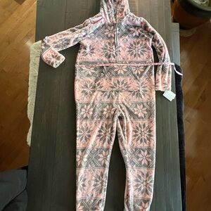 Kensie Pink and Gray Hooded Onesie